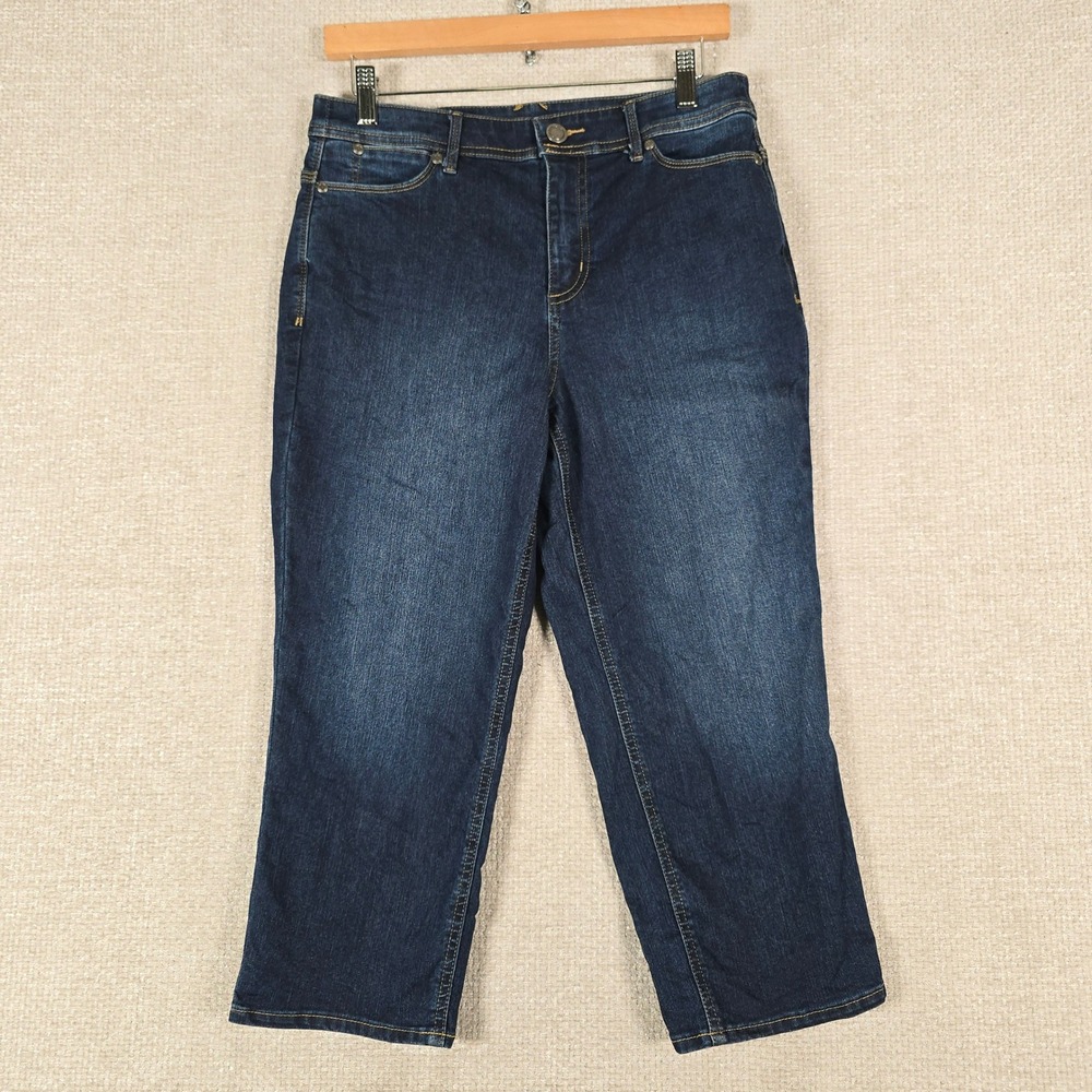 Christopher & Banks Womens Size 4 Dark Wash Denim Capri Cropped Jeans Stretch